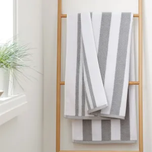 Bianca Reversible Stripe Grey Jacquard Towels