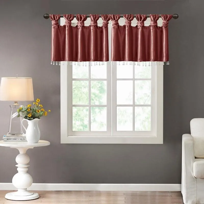 100% Polyester Twisted Tab Valance With Beads -50X26" MP41-4451 By Olliix