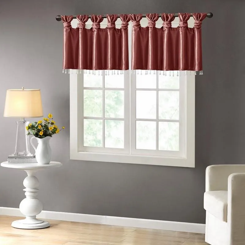 100% Polyester Twisted Tab Valance With Beads -50X26" MP41-4451 By Olliix