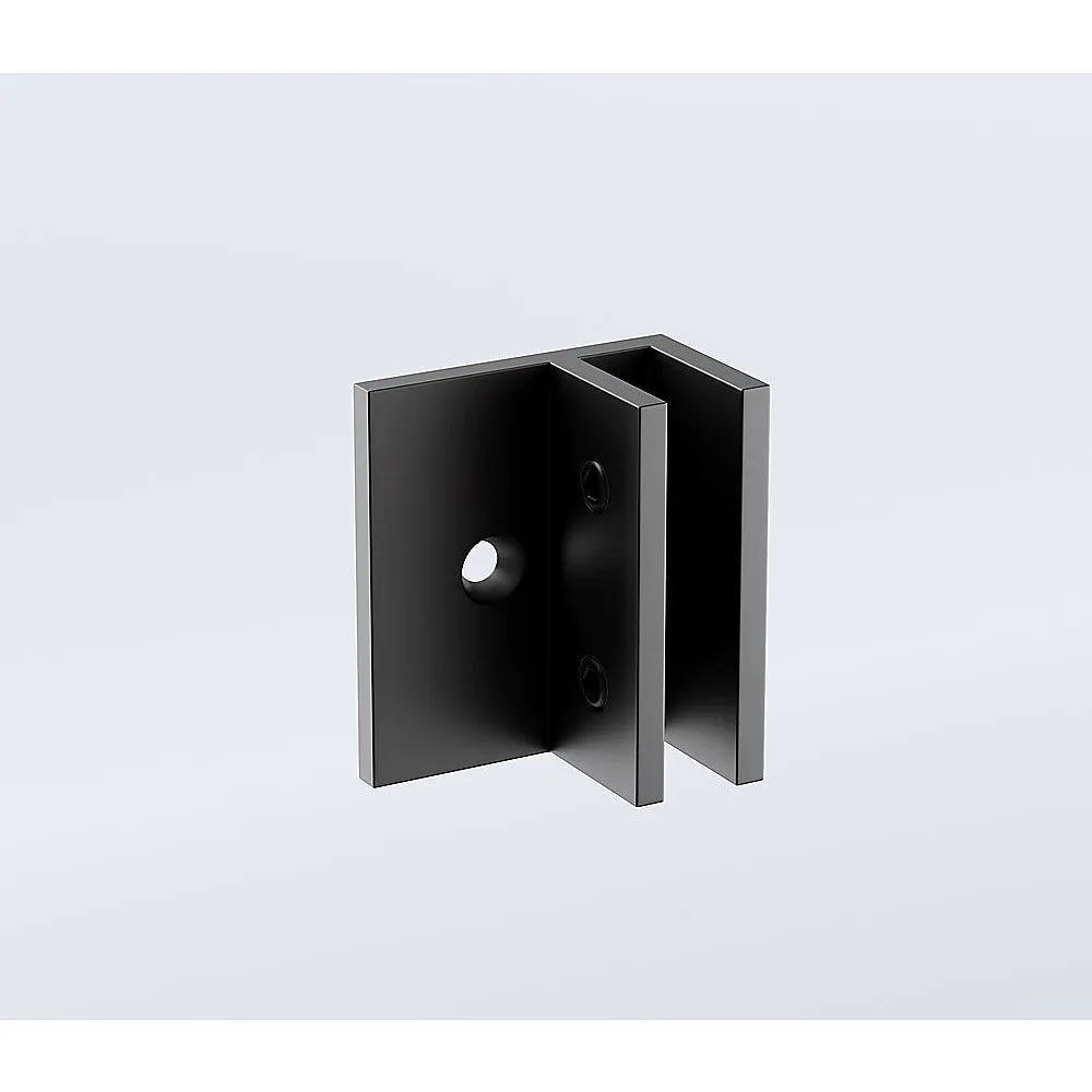 100cm Wall to Wall Frameless Shower Screen with Black Brackets and SS Hinges, Square Knob Handle