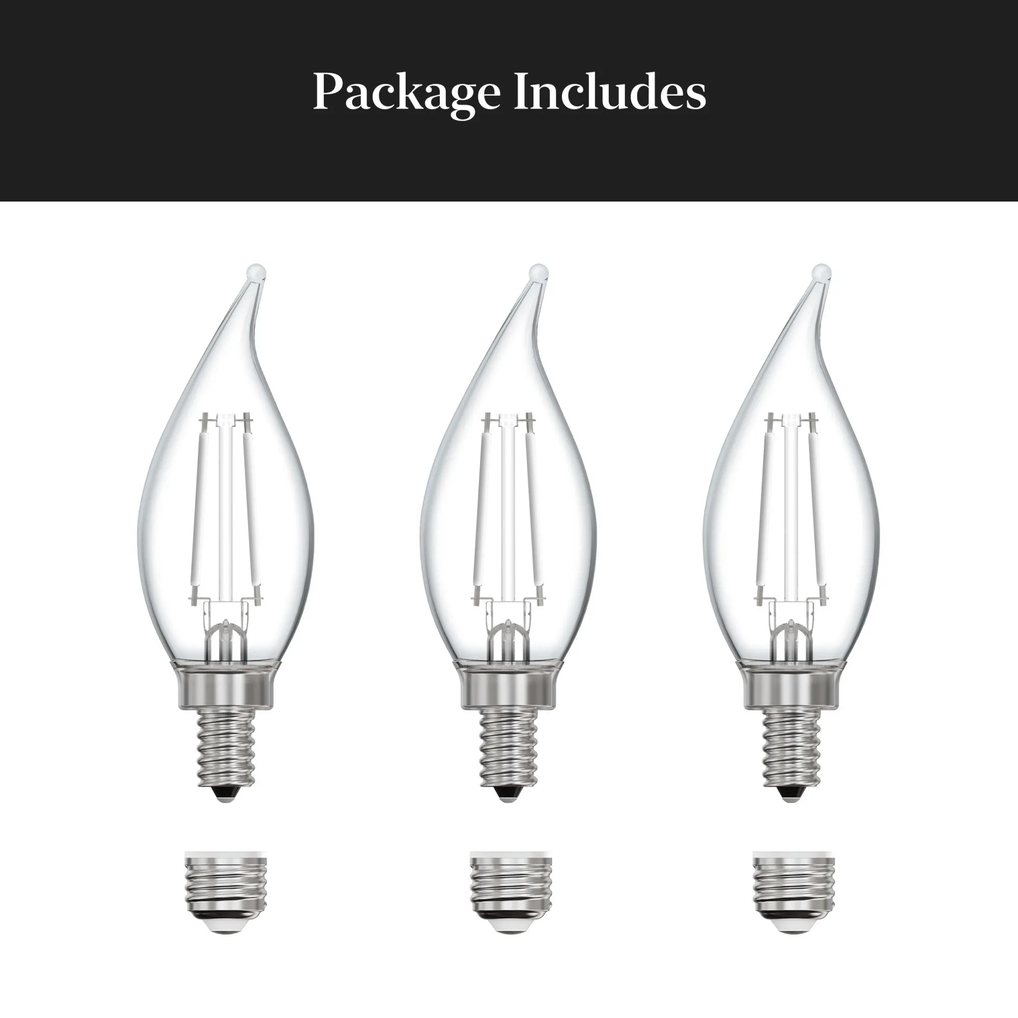 10W (100W Replacement) True White (3500K) E12/E26 Base BA10 Flame Tip White Filament LED Bulb (3-Pack)