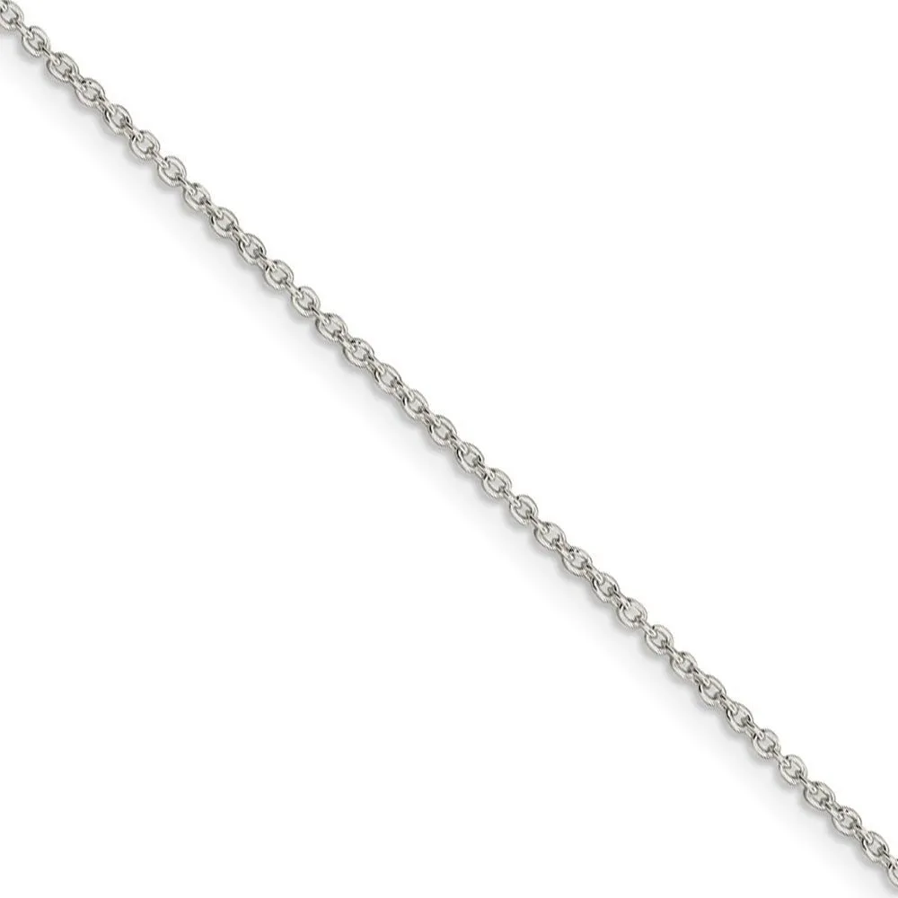 1.25mm, Sterling Silver Classic Solid Cable Chain Necklace