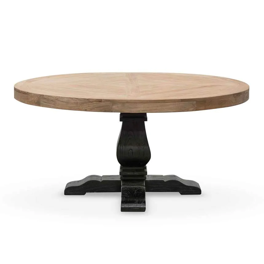 1.6m Round Dining Table - Natural in Black Base