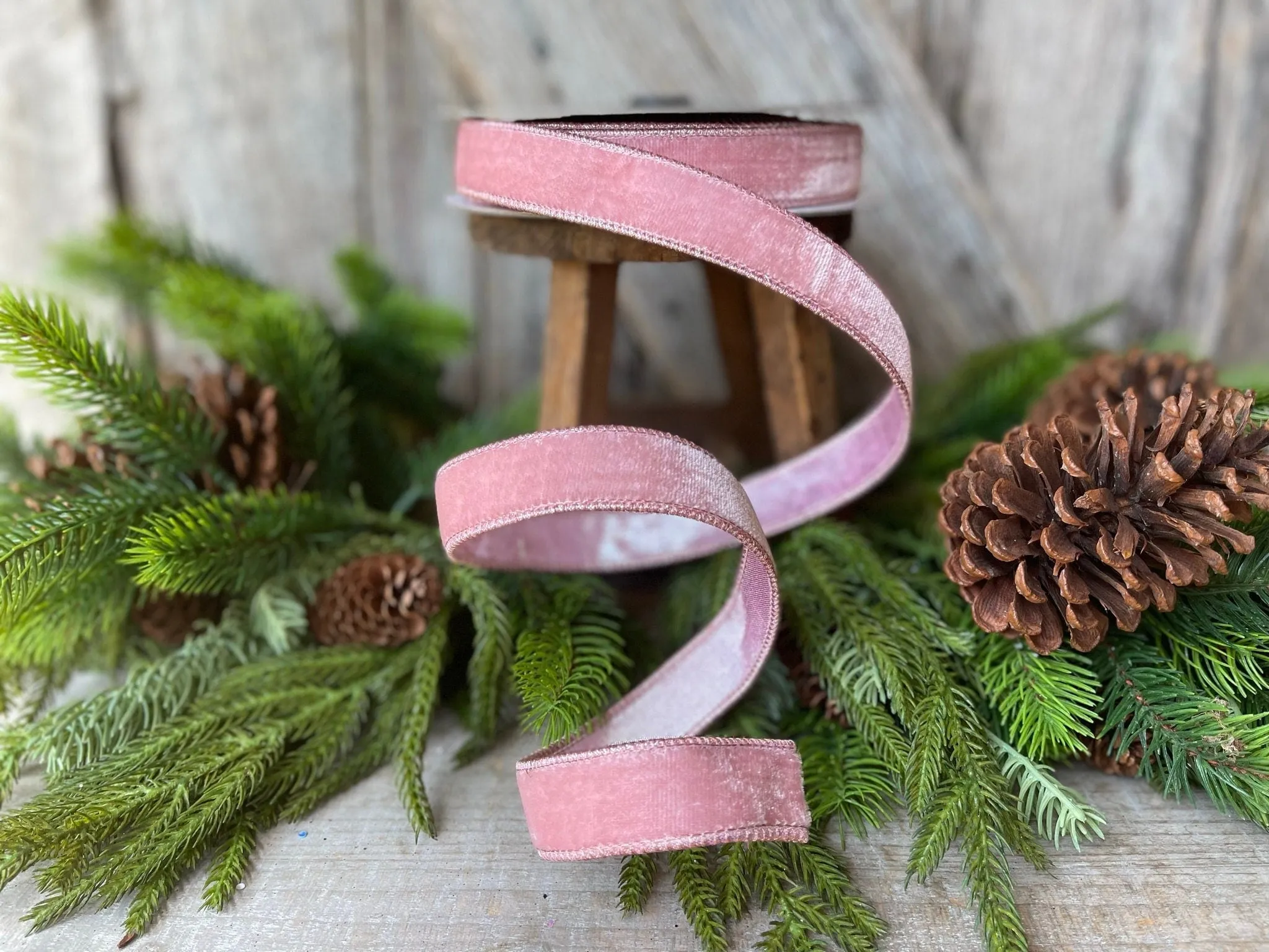 1" Pink Velvet Luster Ribbon, Farrisilk