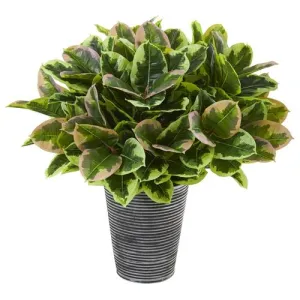 27" Rubber Leaf Artificial Plant in Tin Planter (Real Touch)