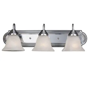 3 Acid Etched Glass Bell Silver Housing Bathroom Vanity Light Fixture, Brushed Nickle