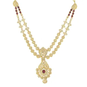 3 PIECE POLKI 22k Gold NECKLACE SET WITH RUBY