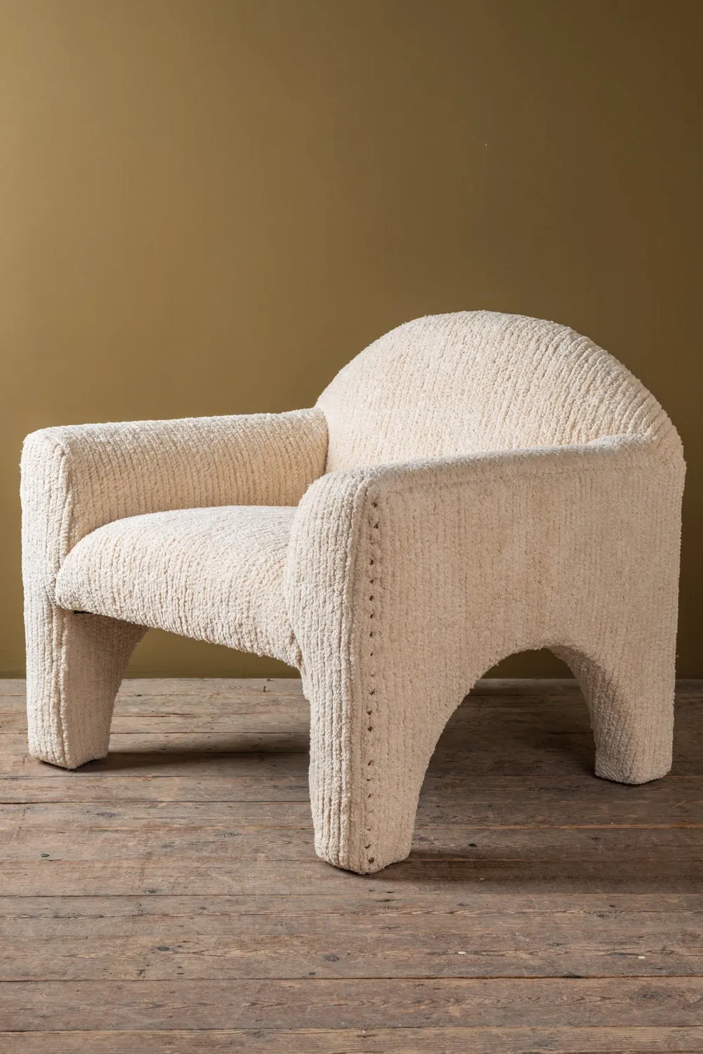 Agata Chenille Upholstered Wooden Arch Chair