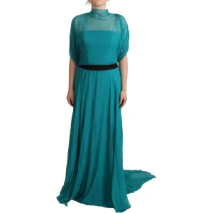 Alberta Ferretti Elegant Silk A-Line Long Dress in Blue