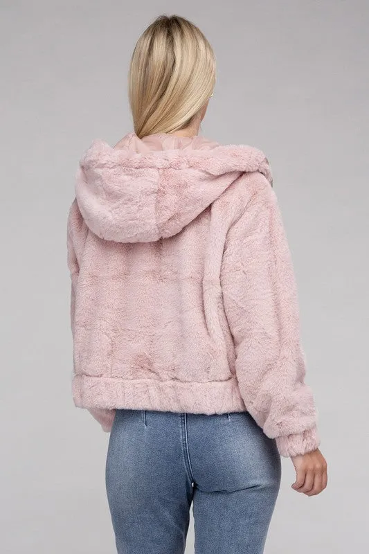 Ambiance Apparel Fluffy Zip-Up Teddy Hoodie