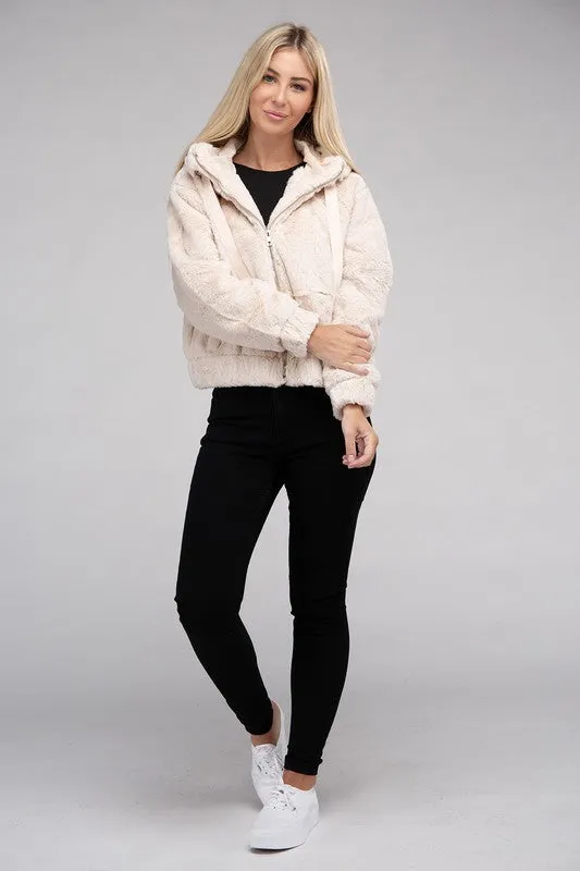 Ambiance Apparel Fluffy Zip-Up Teddy Hoodie