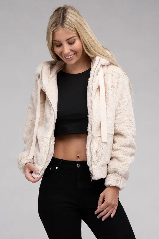 Ambiance Apparel Fluffy Zip-Up Teddy Hoodie