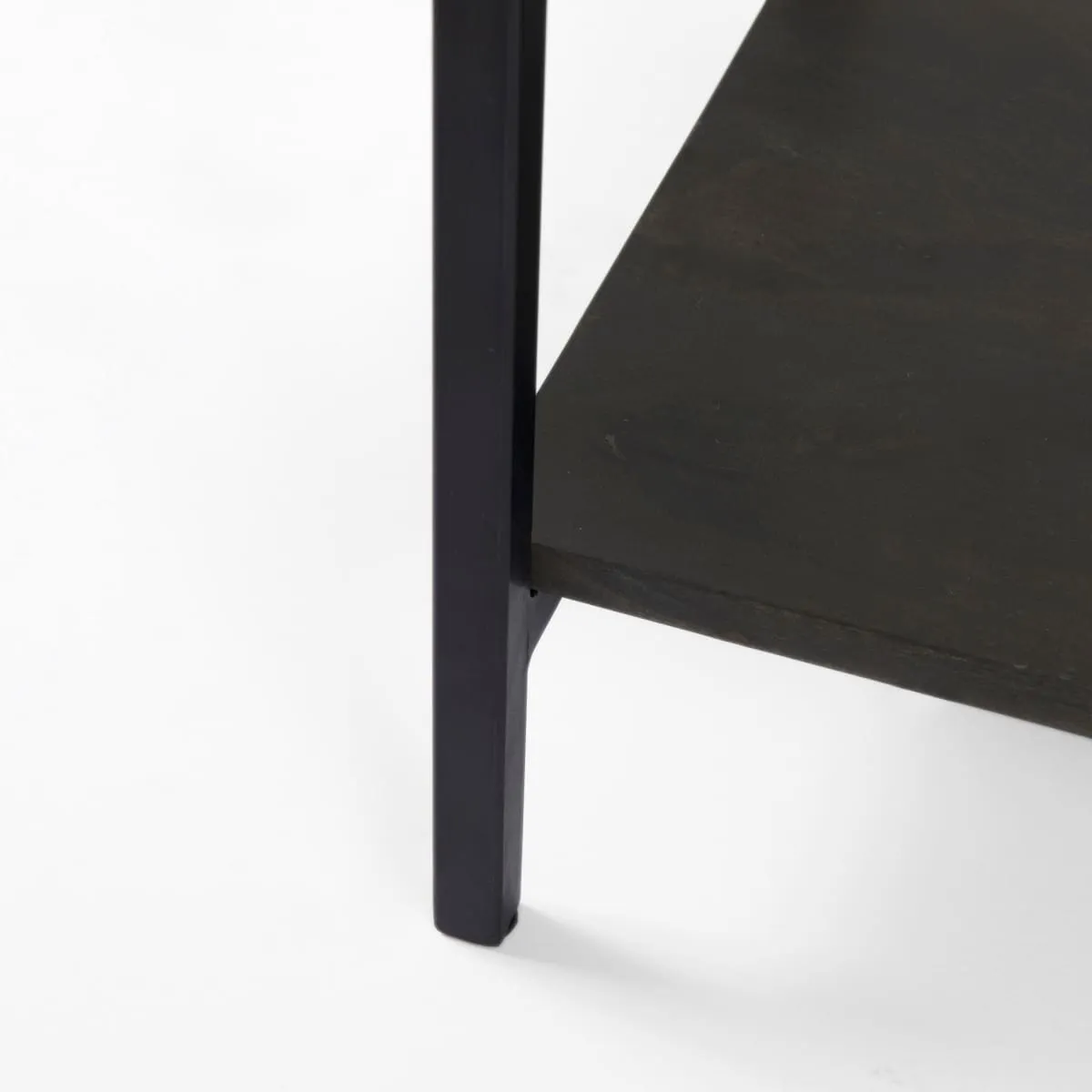 Arelius Cabinet Dark Brown Wood | Black Metal