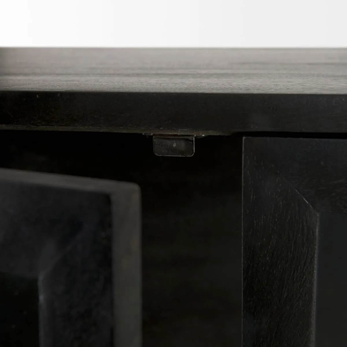 Arelius Cabinet Dark Brown Wood | Black Metal