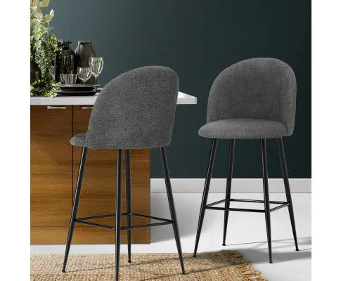 Artiss Bar Stools Kitchen Counter Barstools Sherpa Metal Chairs x2