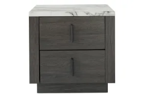 Aspen Bedside Locker | Marble Effect Top | 2 Drawer