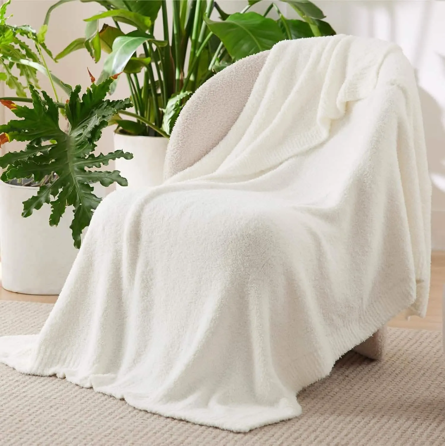 Bedsure Fluffy Fuzzy Plush Knit Throw Blanket