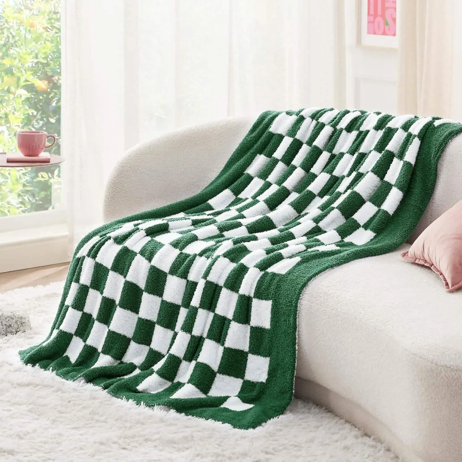 Bedsure Fluffy Fuzzy Plush Knit Throw Blanket