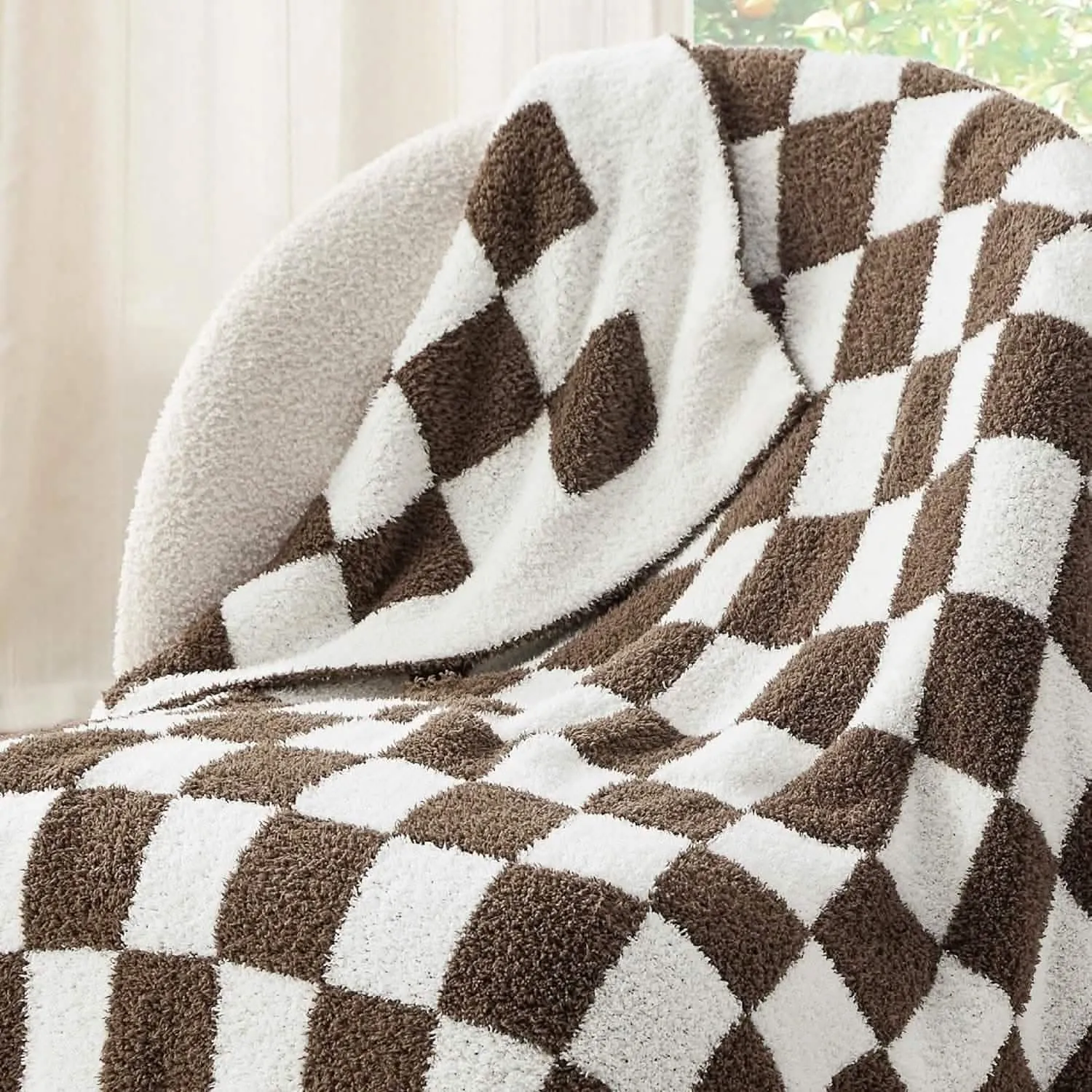 Bedsure Fluffy Fuzzy Plush Knit Throw Blanket