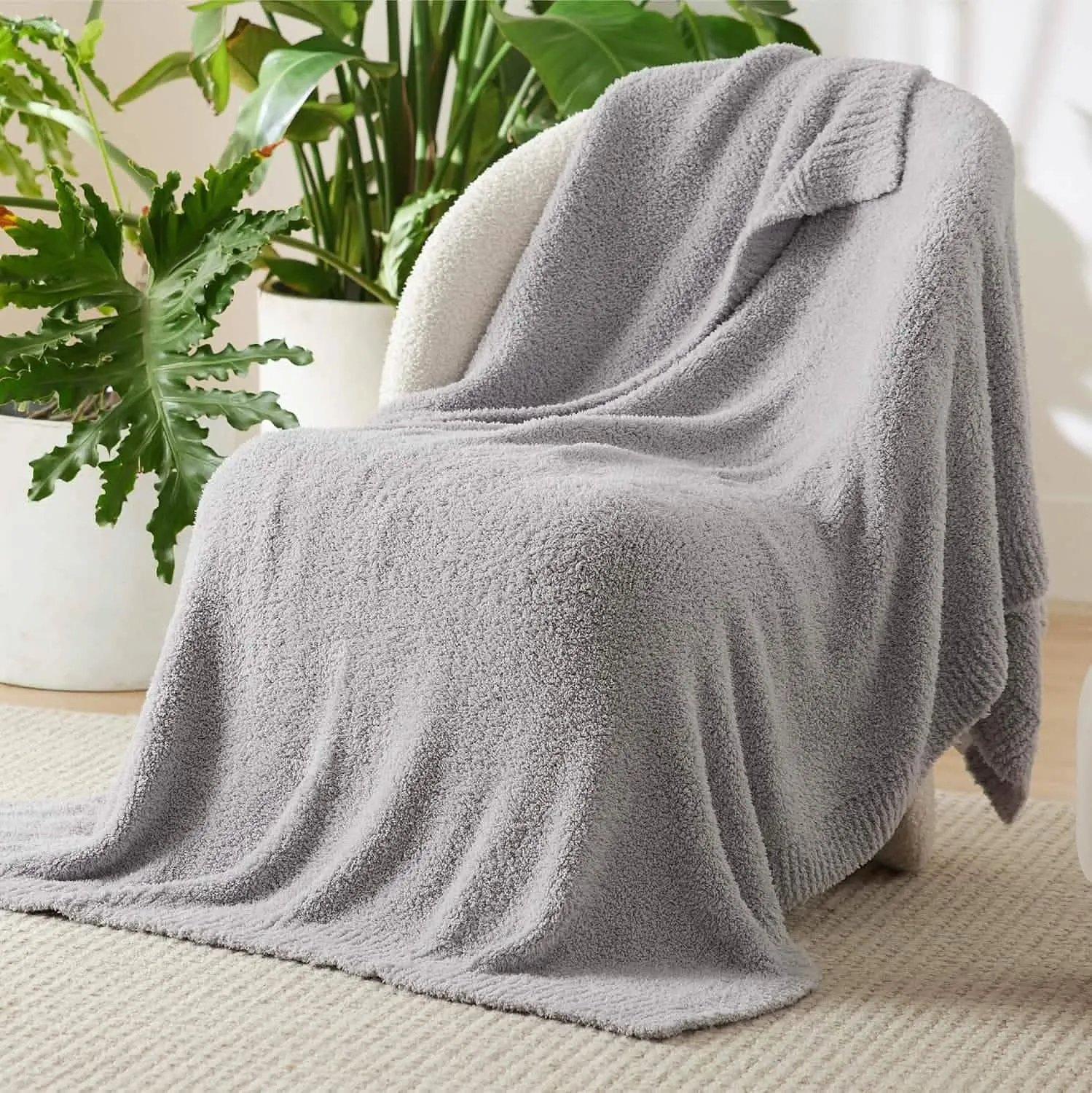 Bedsure Fluffy Fuzzy Plush Knit Throw Blanket