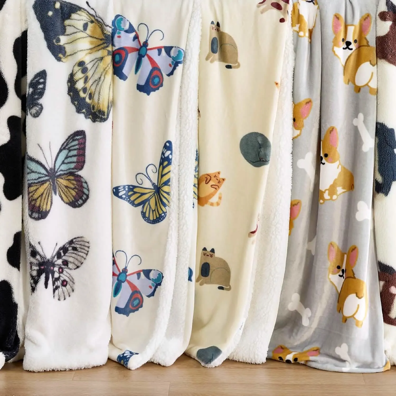 Bedsure Printed Throw Sherpa Blanket Butterfly