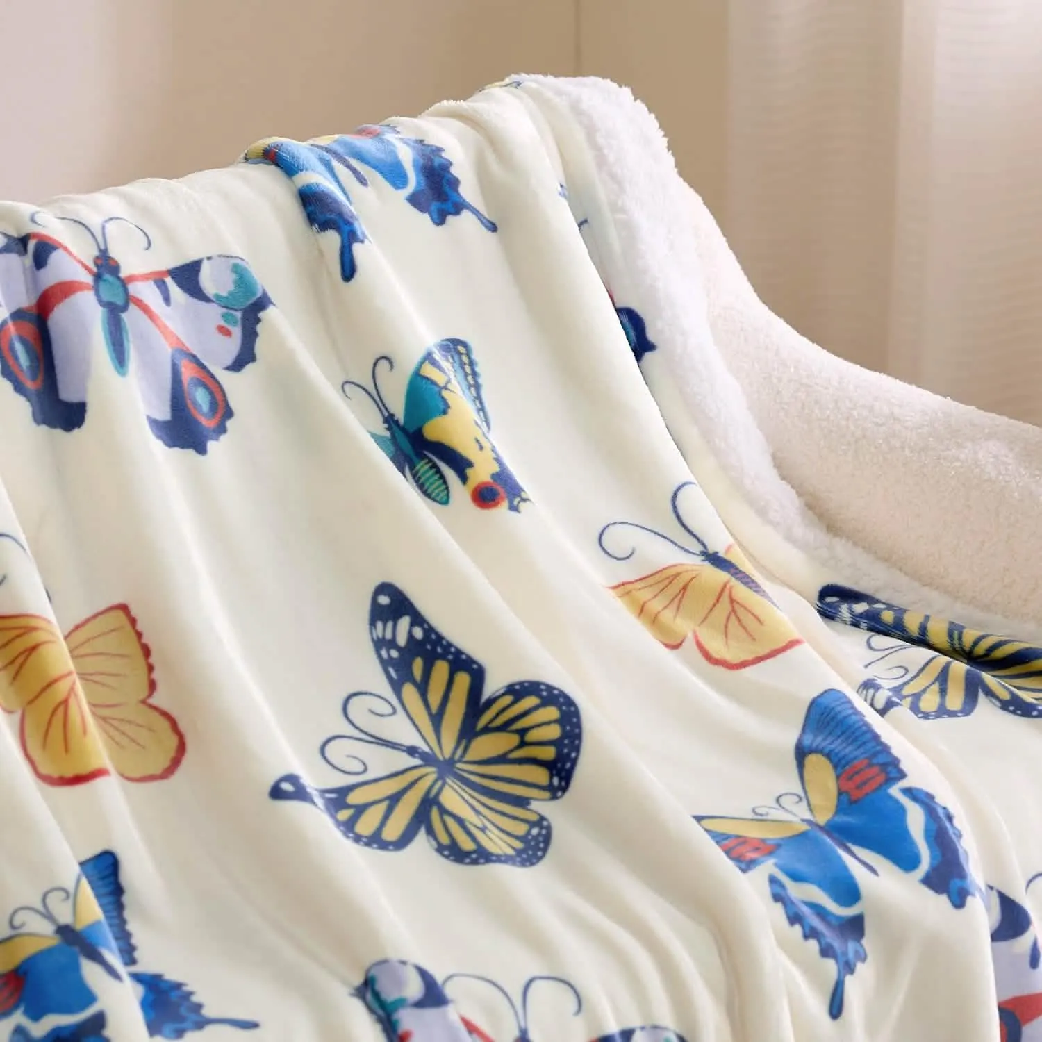 Bedsure Printed Throw Sherpa Blanket Butterfly