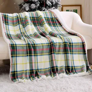 Bedsure Printed Throw Sherpa Blanket christmas Red