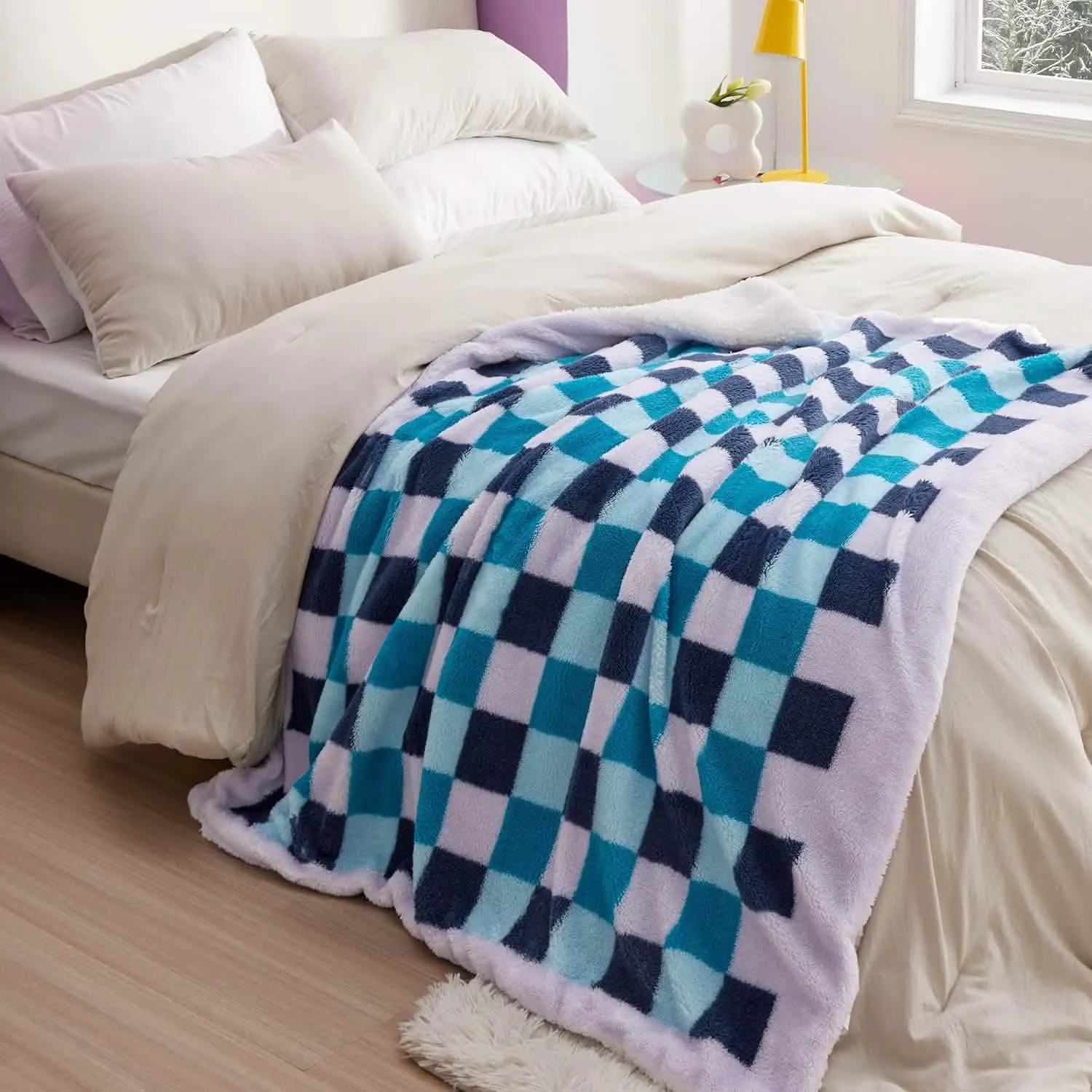 Bedsure Printed Throw Sherpa Blanket lavender