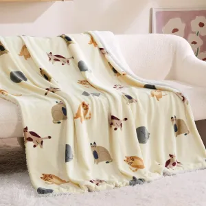 Bedsure Printed Throw Sherpa Blanket Print-cat