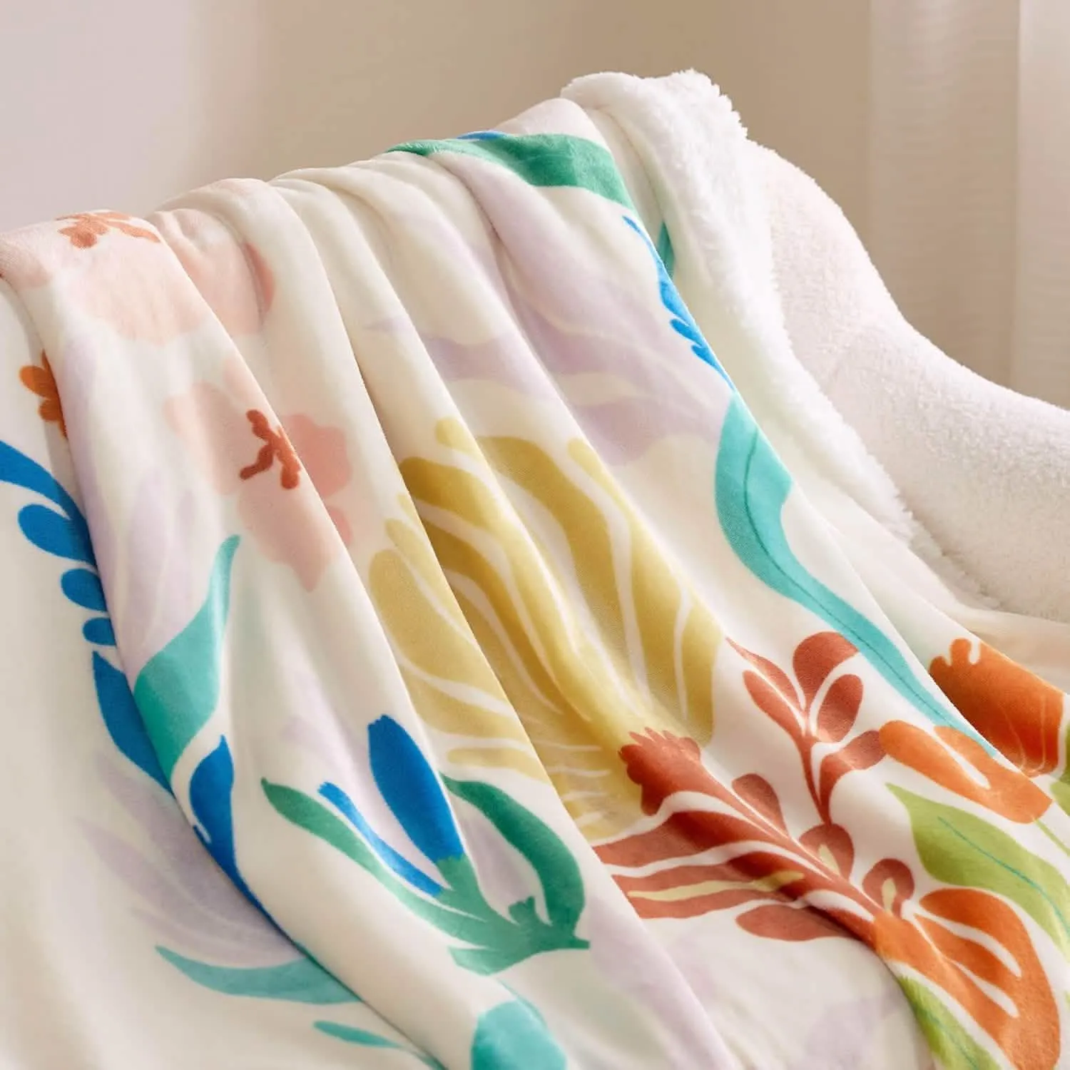 Bedsure Printed Throw Sherpa Blanket Print