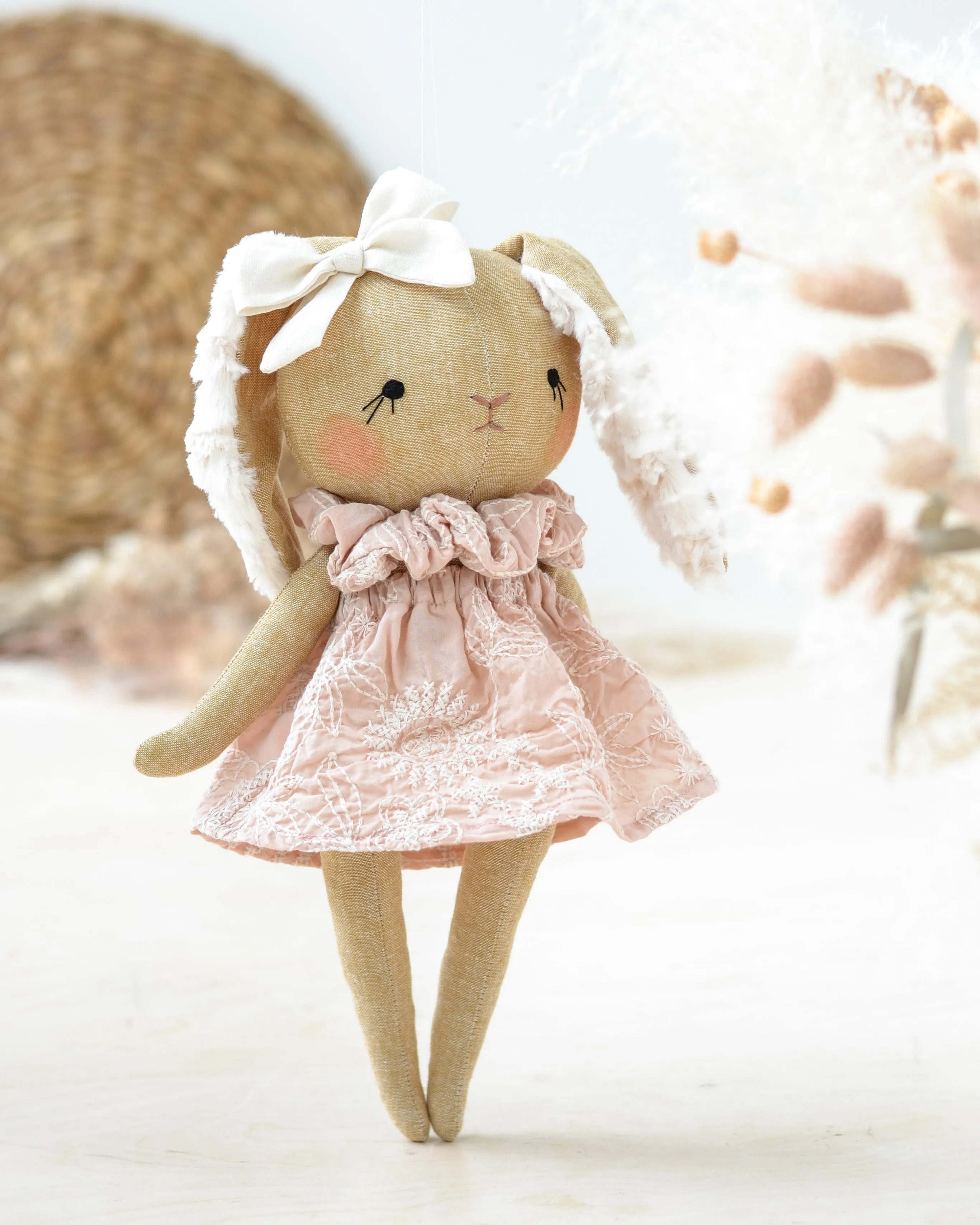 Bunny Soft Toy Jeanne Pink Embroidered skirt