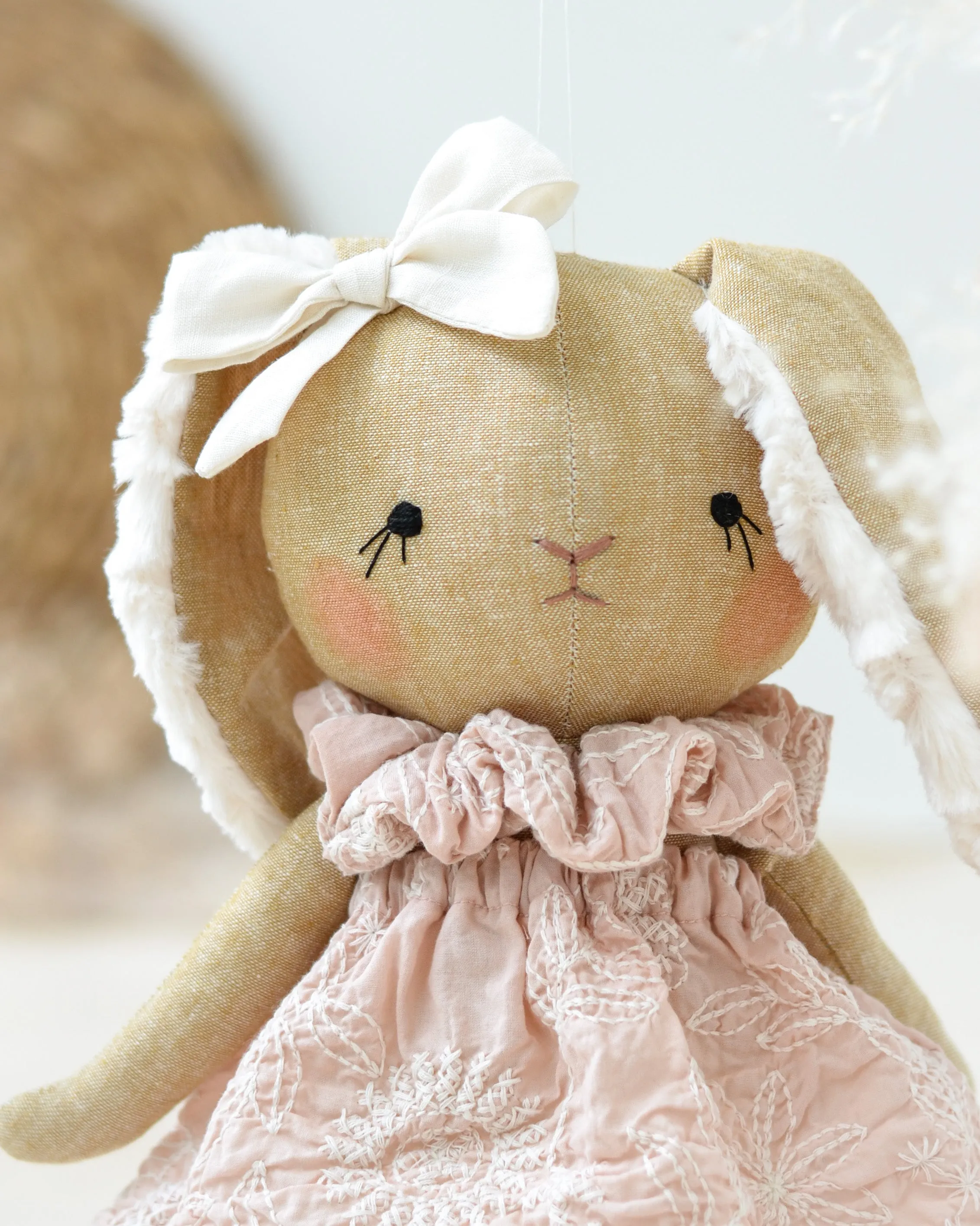 Bunny Soft Toy Jeanne Pink Embroidered skirt