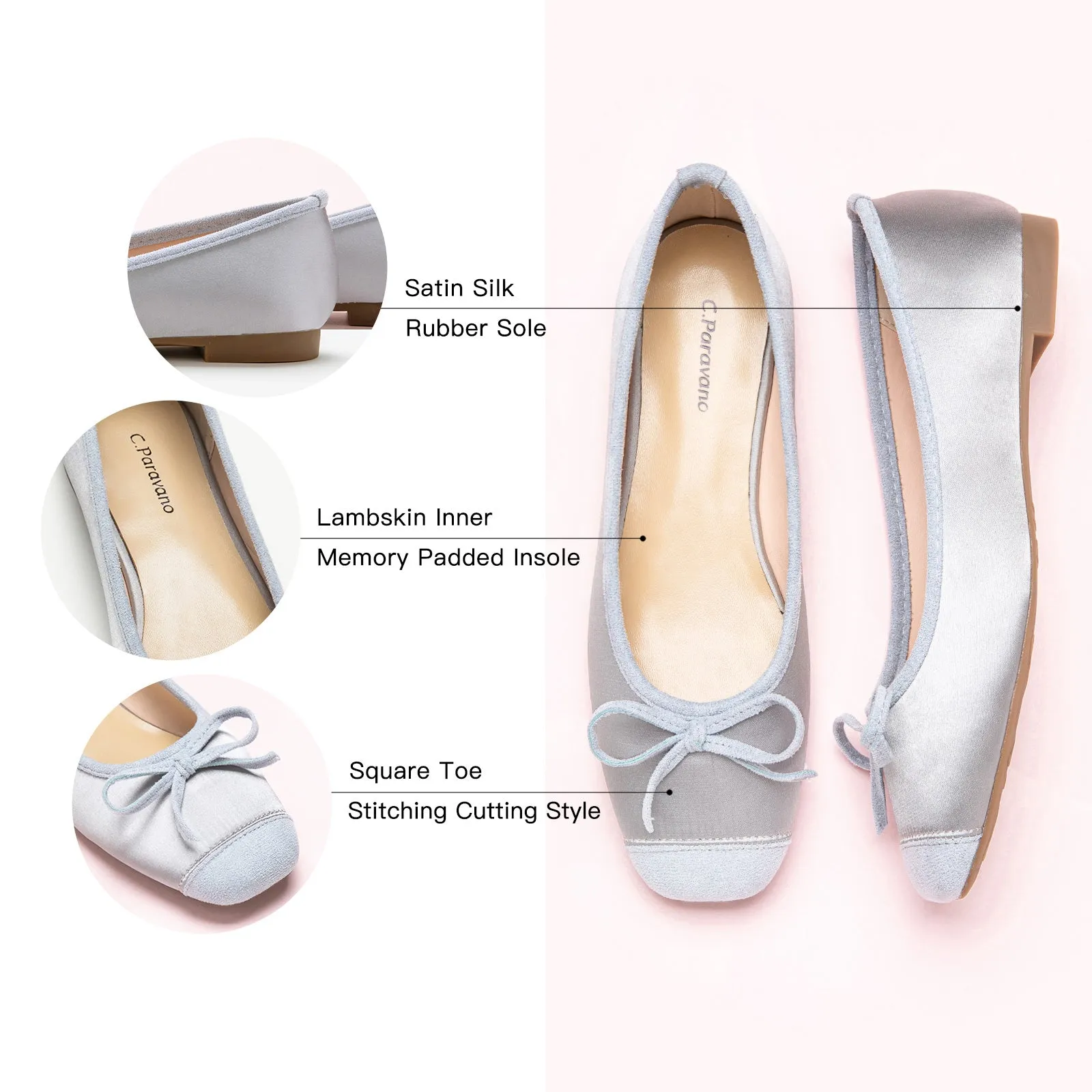 Cap-Toe Silk Ballet Flats (Elena)