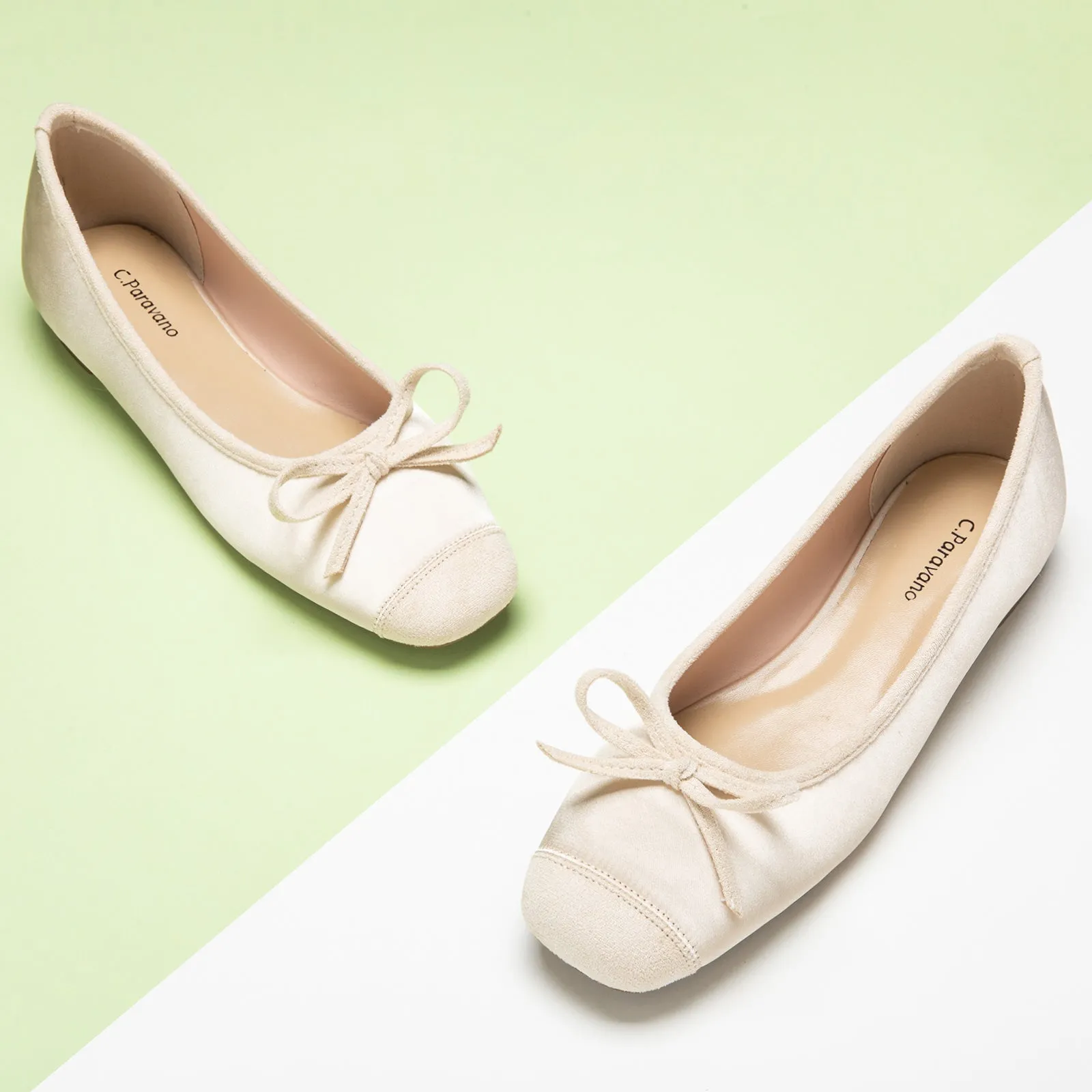 Cap-Toe Silk Ballet Flats (Elena)