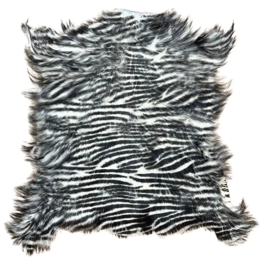 Cashmere Goat Skin Rug - Zebra Print