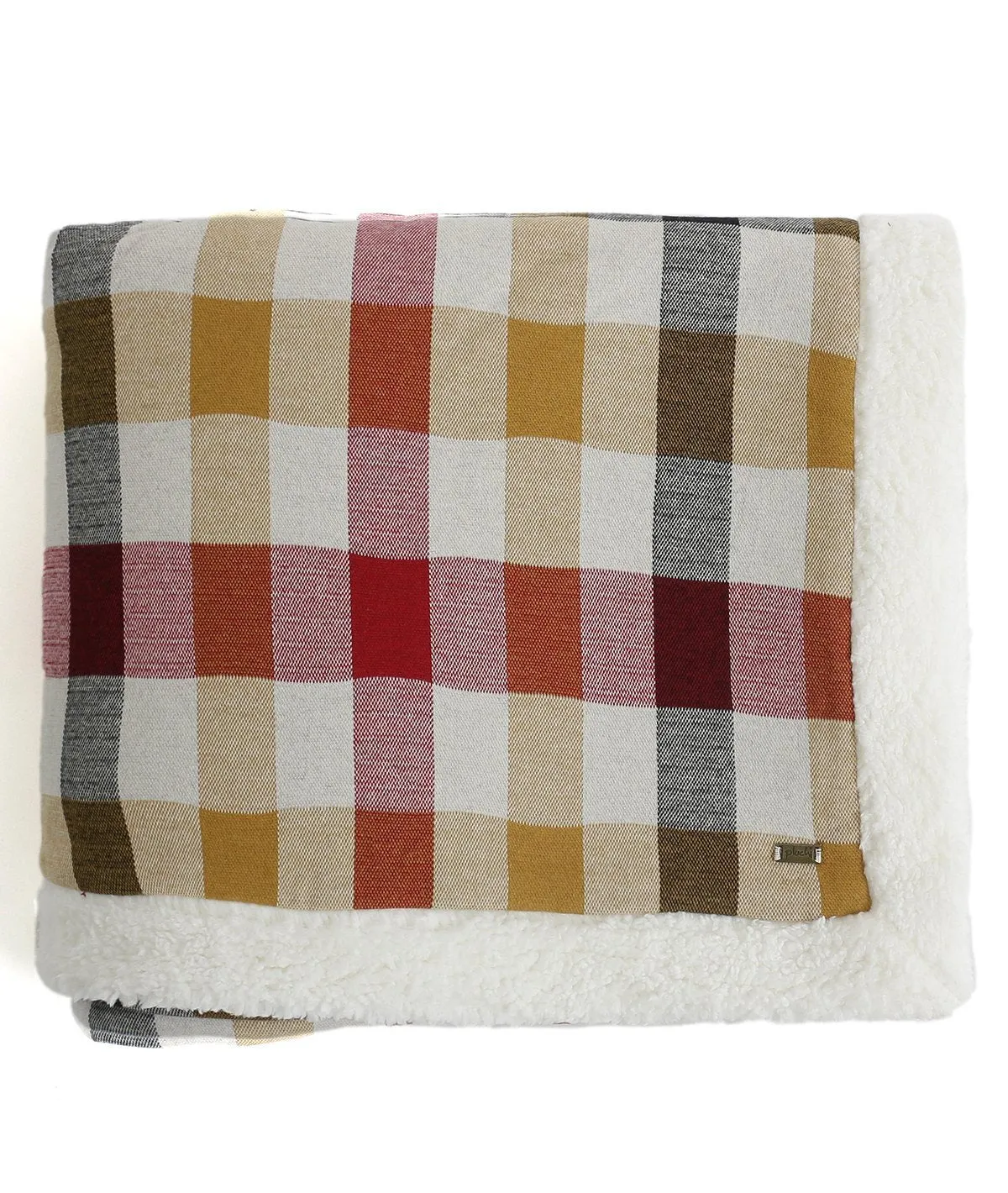 Colour Vibe - Multicolor Cotton Knitted Single Bed Blanket layered with Warm Sherpa Fabric