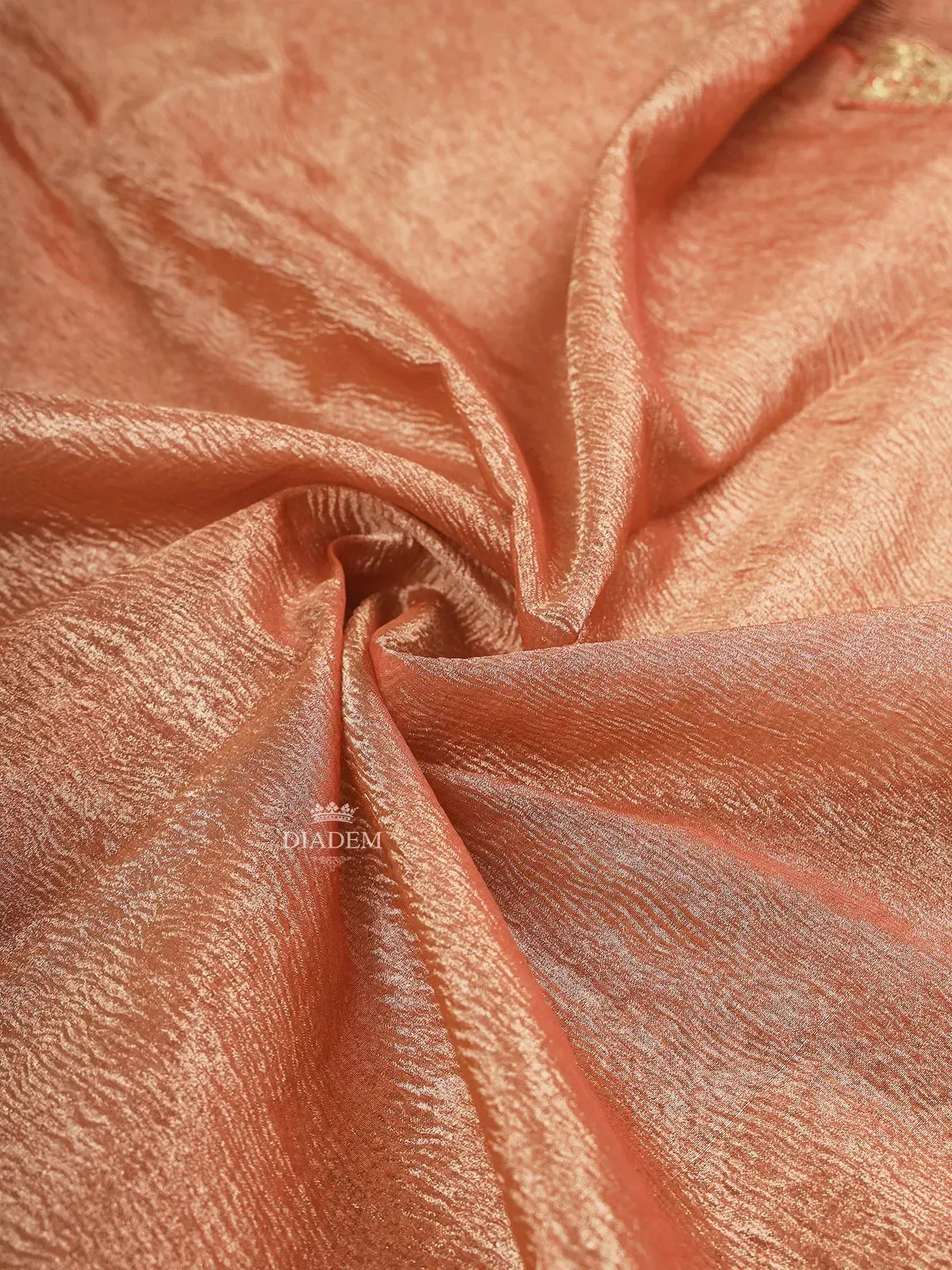 Coral Organza Saree with Plain Body and Embroidery Border