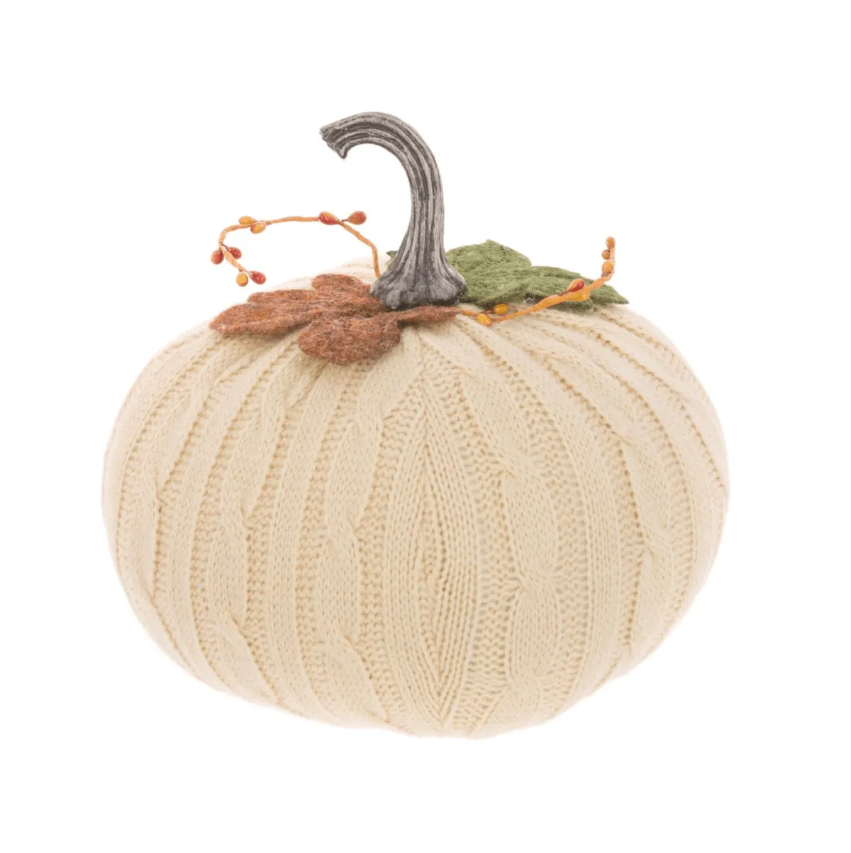 Cream Knitted Pumpkin Halloween Decoration