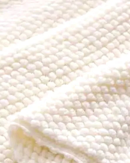 Cream Moss Stich Knitted Blanket Throw