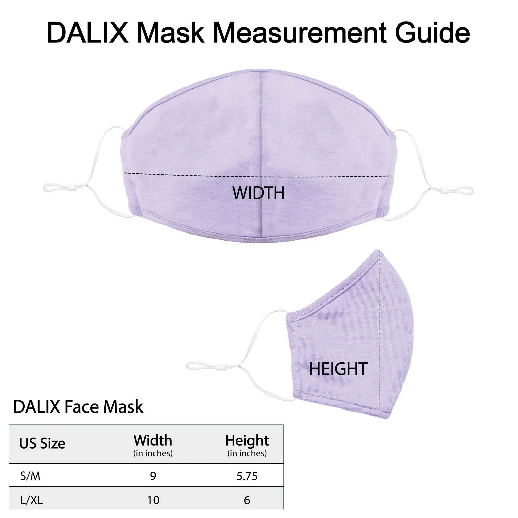 Dalix Cloth Face Mask Reuseable Washable Made in USA - S-M , L-XL Size