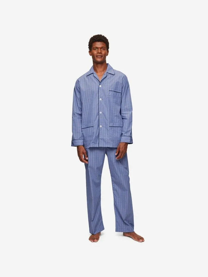 DEREK ROSE Felsted Cotton Blue Pyjamas  BLUE