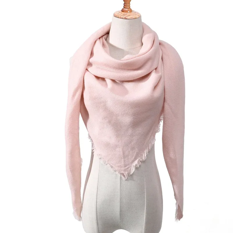 Designer Knitted Spring Winter Women Scarf Plaid Warm Cashmere Scarves Shawls Luxury Brand Neck Bandana Pashmina Lady Wrap