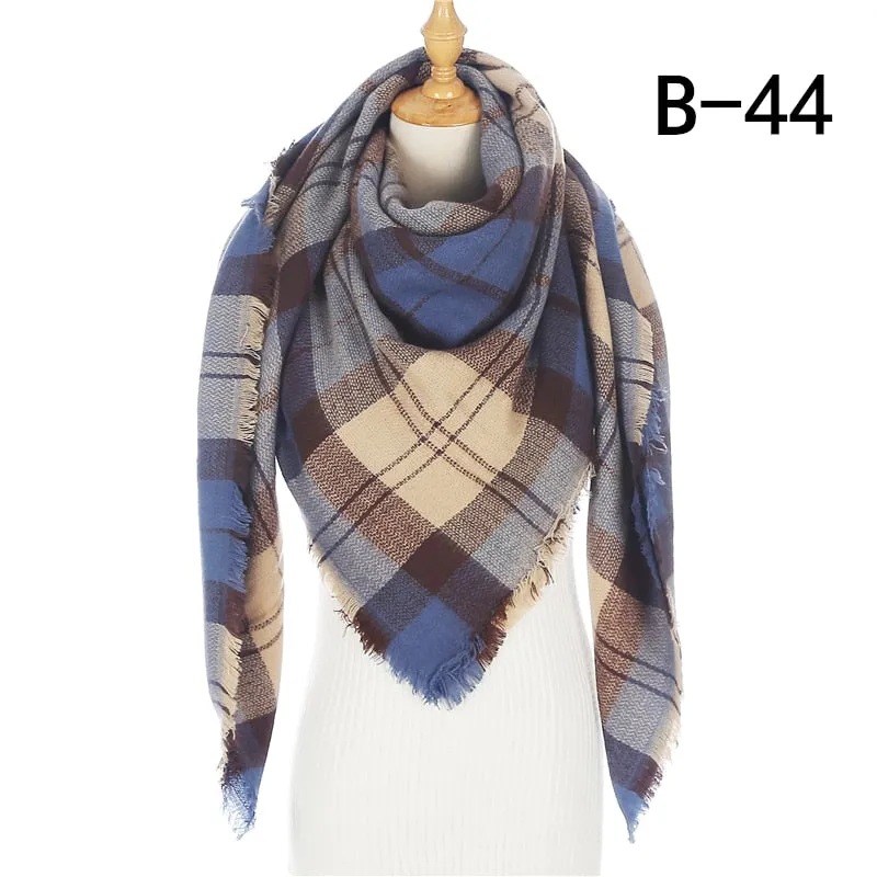 Designer Knitted Spring Winter Women Scarf Plaid Warm Cashmere Scarves Shawls Luxury Brand Neck Bandana Pashmina Lady Wrap