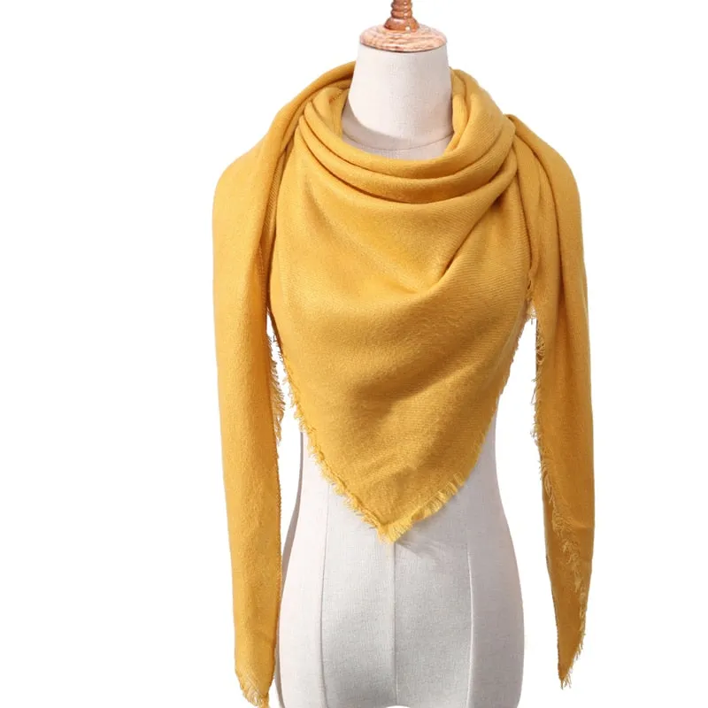 Designer Knitted Spring Winter Women Scarf Plaid Warm Cashmere Scarves Shawls Luxury Brand Neck Bandana Pashmina Lady Wrap