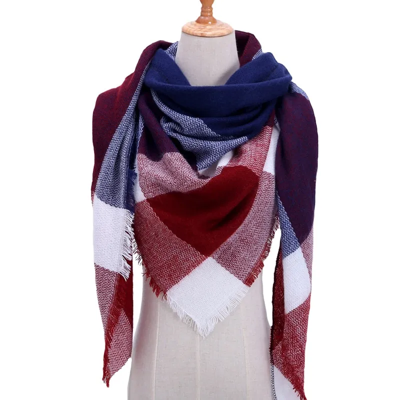 Designer Knitted Spring Winter Women Scarf Plaid Warm Cashmere Scarves Shawls Luxury Brand Neck Bandana Pashmina Lady Wrap