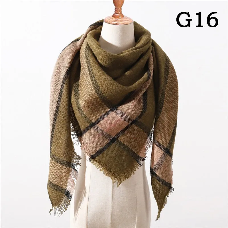 Designer Knitted Spring Winter Women Scarf Plaid Warm Cashmere Scarves Shawls Luxury Brand Neck Bandana Pashmina Lady Wrap