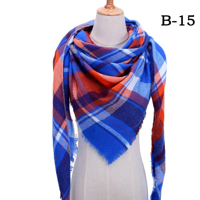 Designer Knitted Spring Winter Women Scarf Plaid Warm Cashmere Scarves Shawls Luxury Brand Neck Bandana Pashmina Lady Wrap