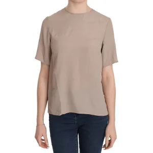 Dolce & Gabbana Elegant Beige Silk Blend Crew Neck Blouse