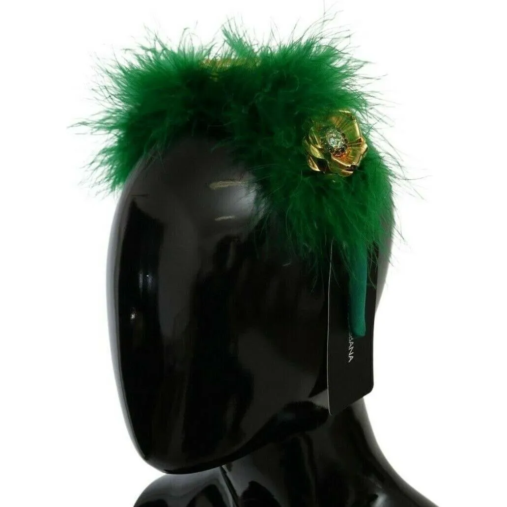 Dolce & Gabbana Elegant Emerald Silk Floral Headband