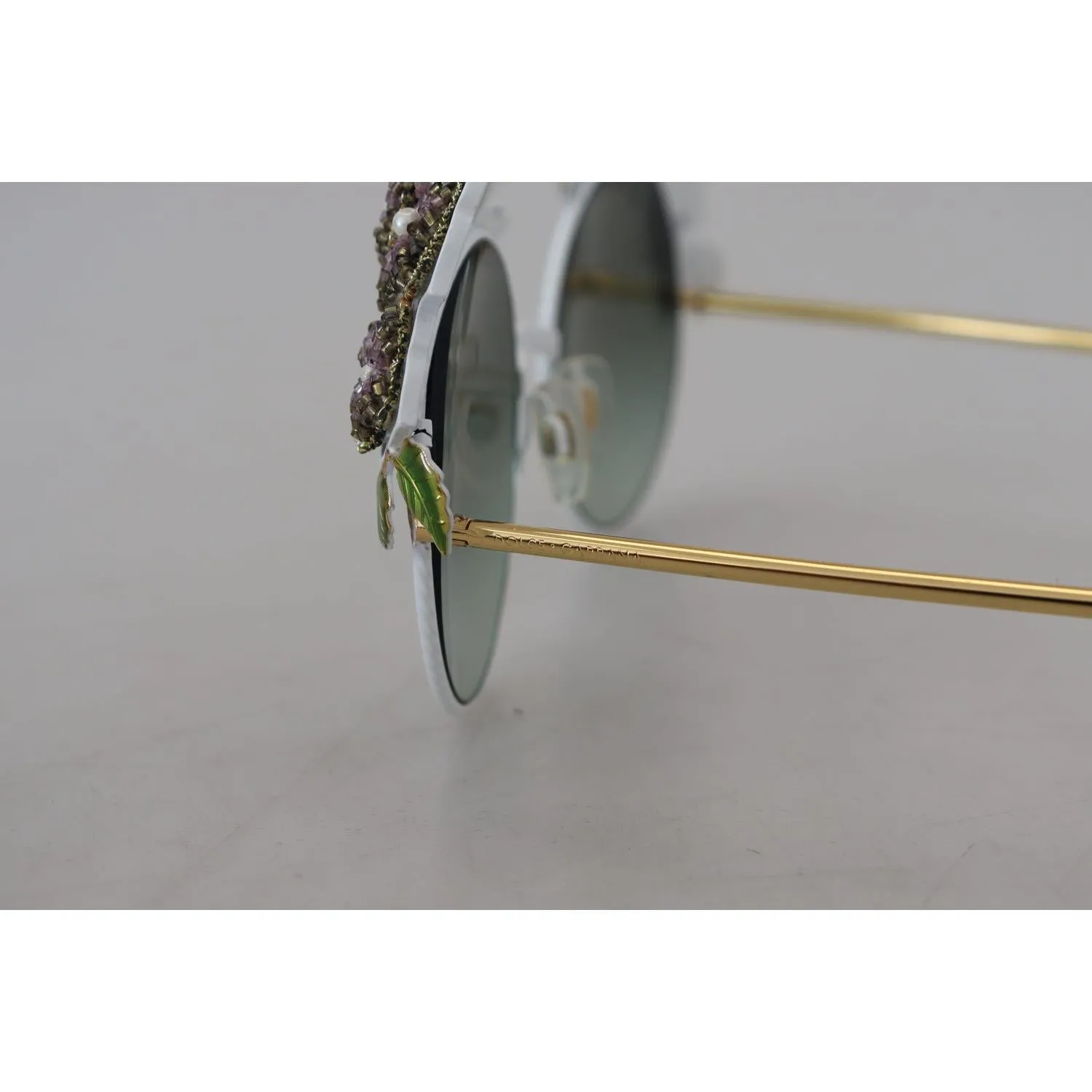 Dolce & Gabbana Elegant Floral Embellished Gold Sunglasses